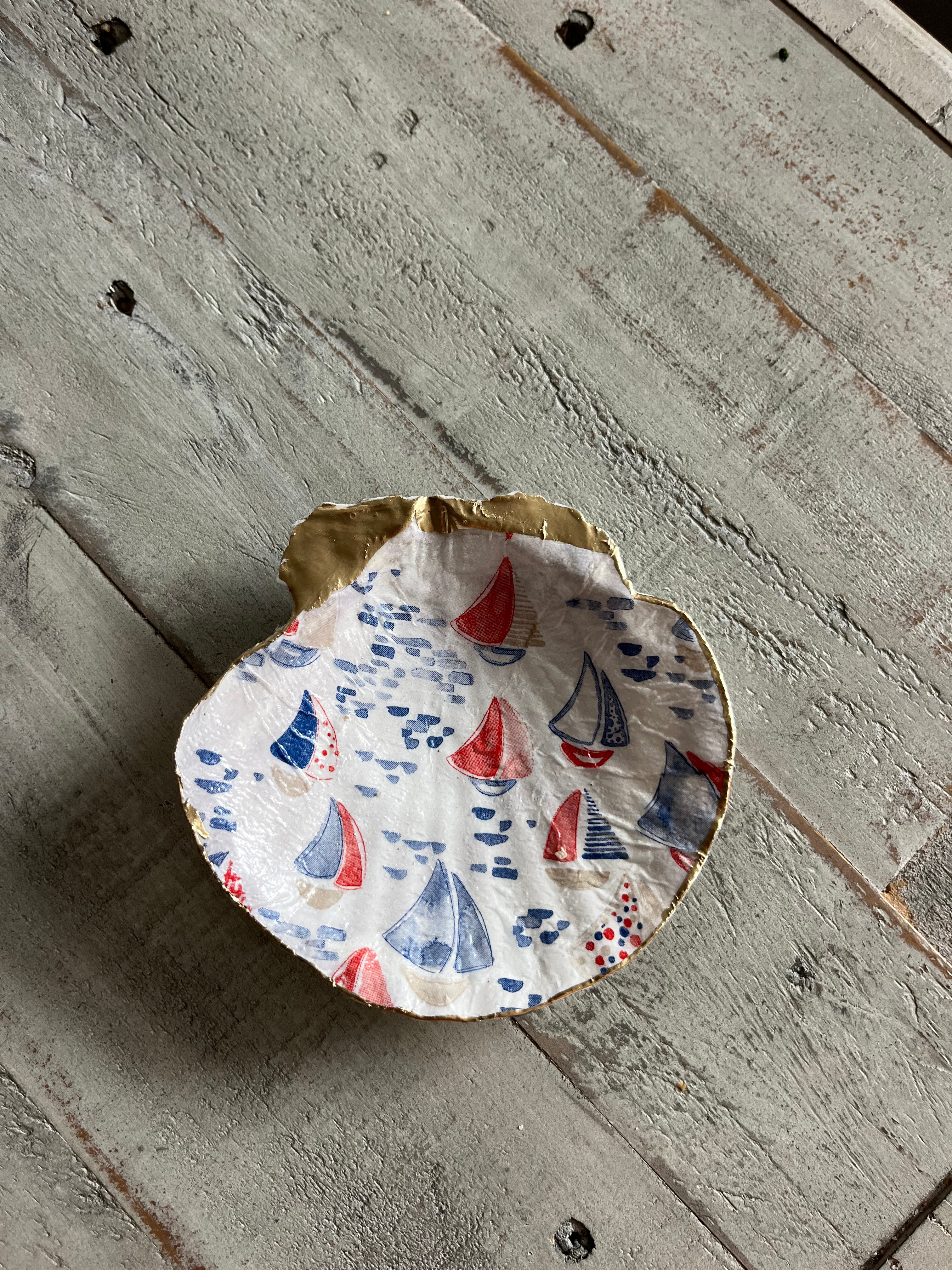 Sail Away Scallop Shell Jewelry Dish