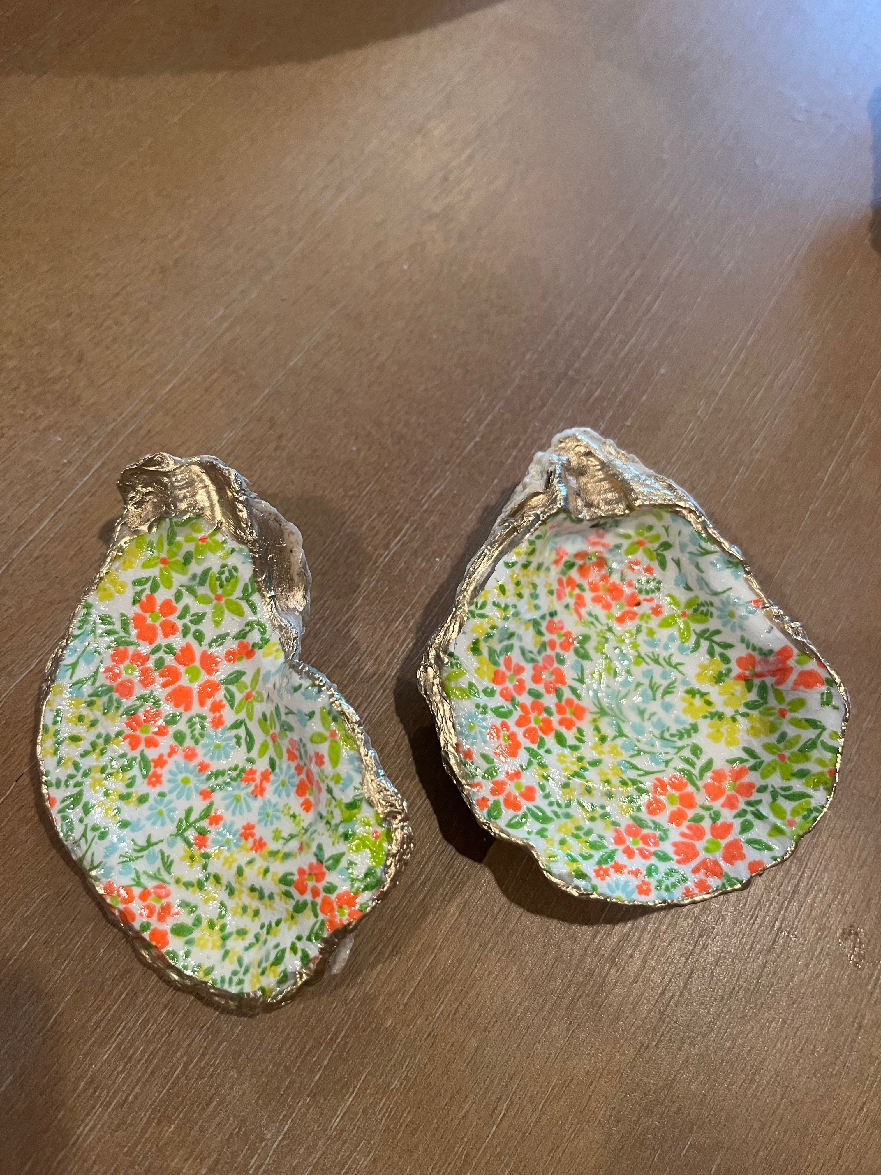 Wildflower Oyster Shell Jewelry Dish