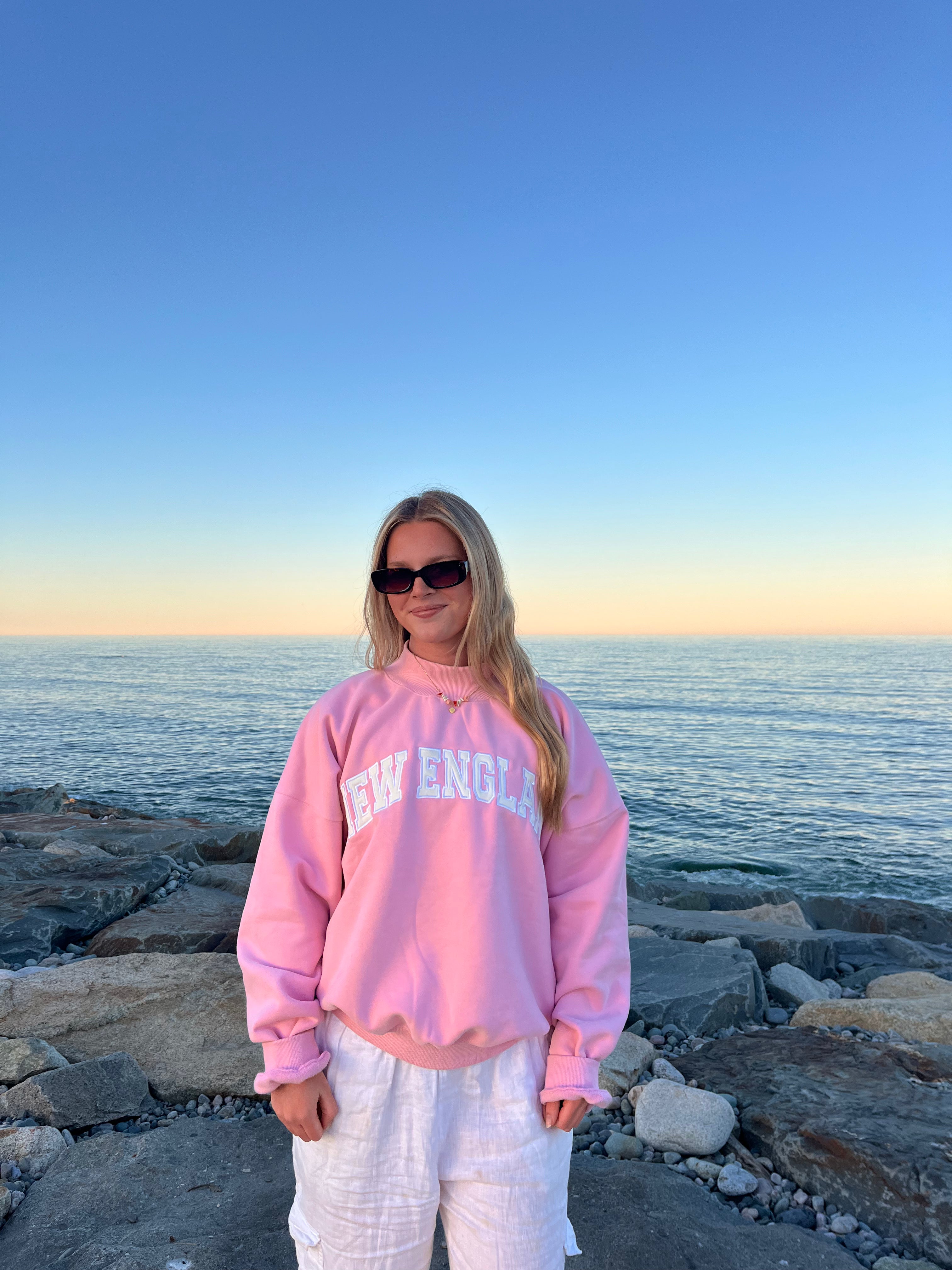 Pink New England Mockneck