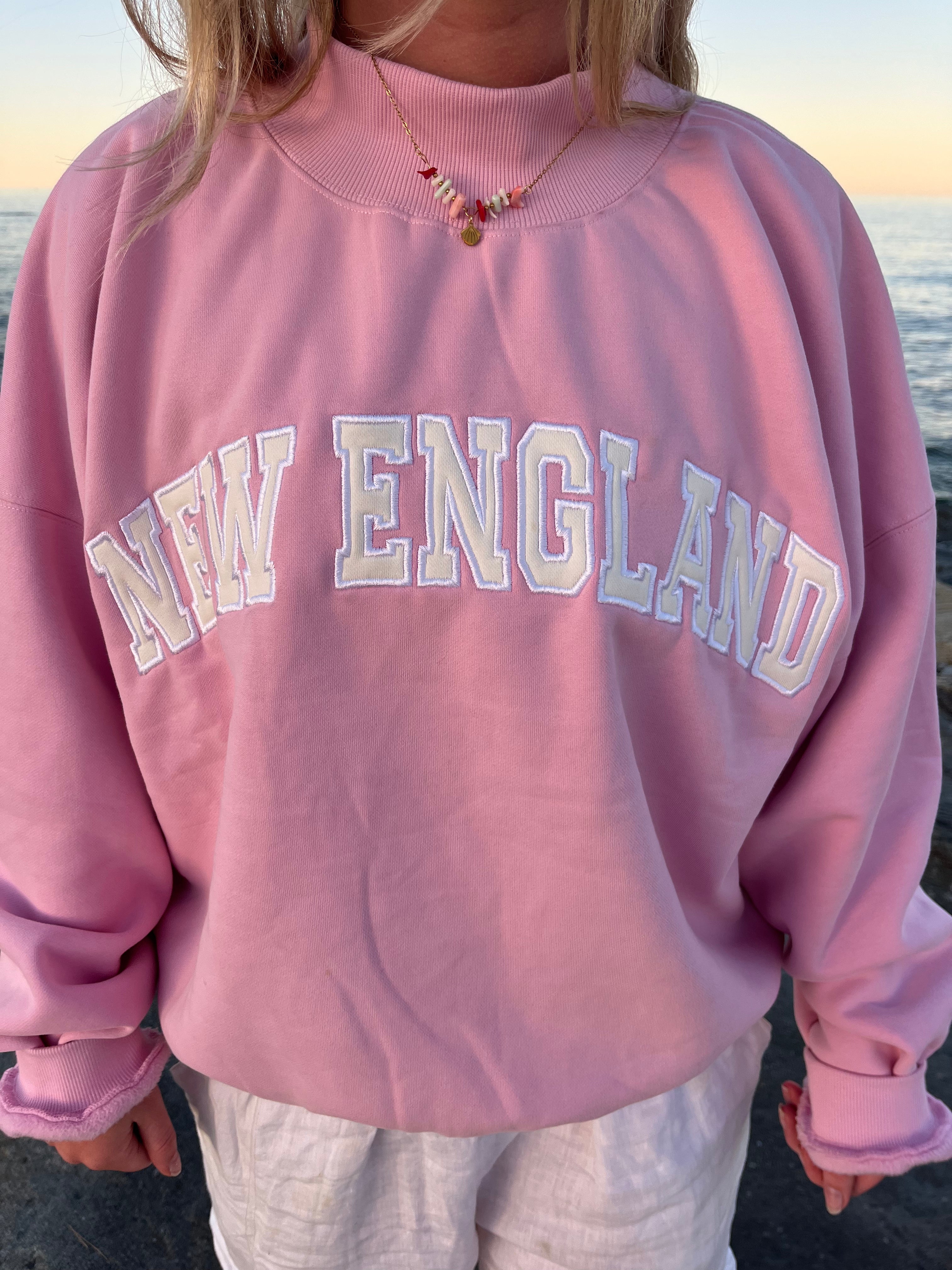 Pink New England Mockneck