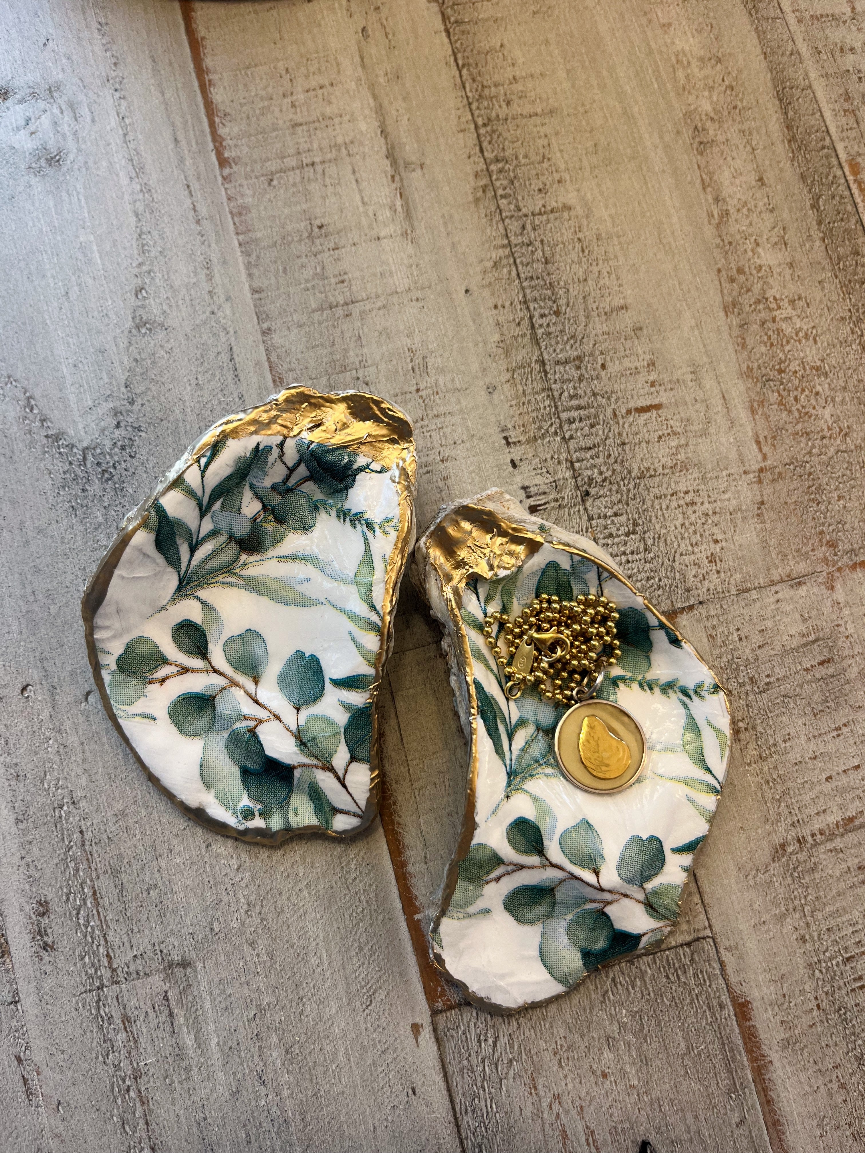 Eucalyptus Oyster Shell Jewelry Dish