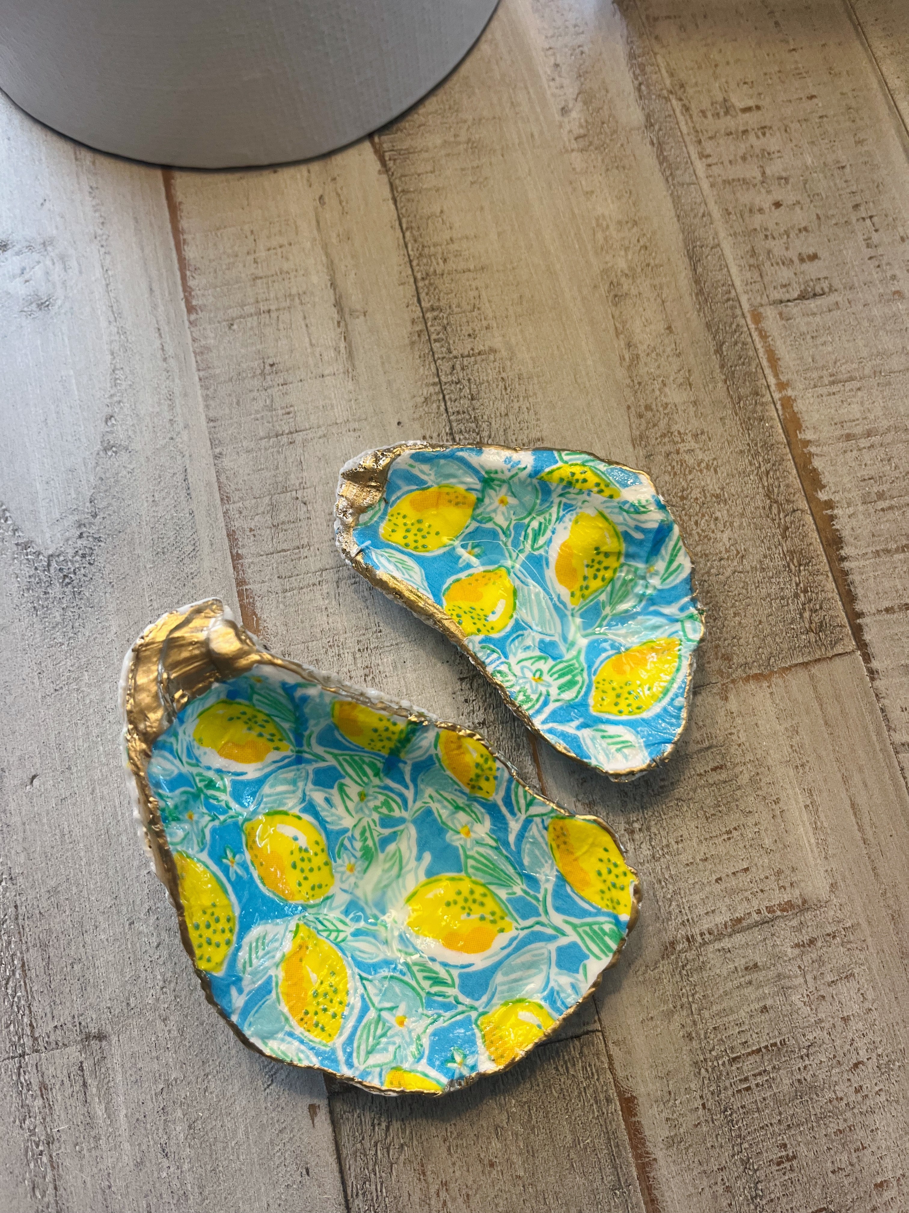Lemon Oyster Shell Jewelry Dish