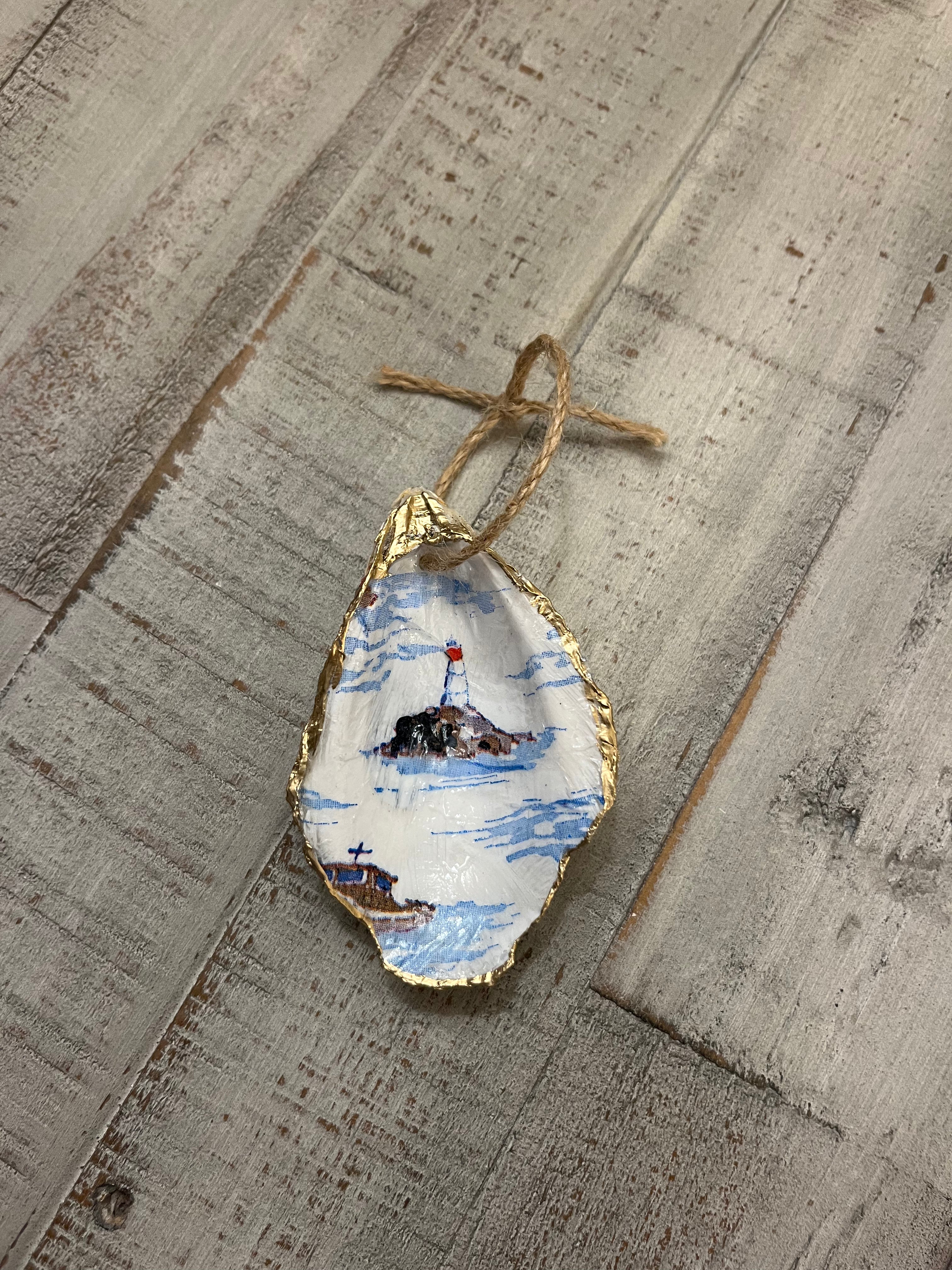 Lighthouse Oyster Shell Ornament