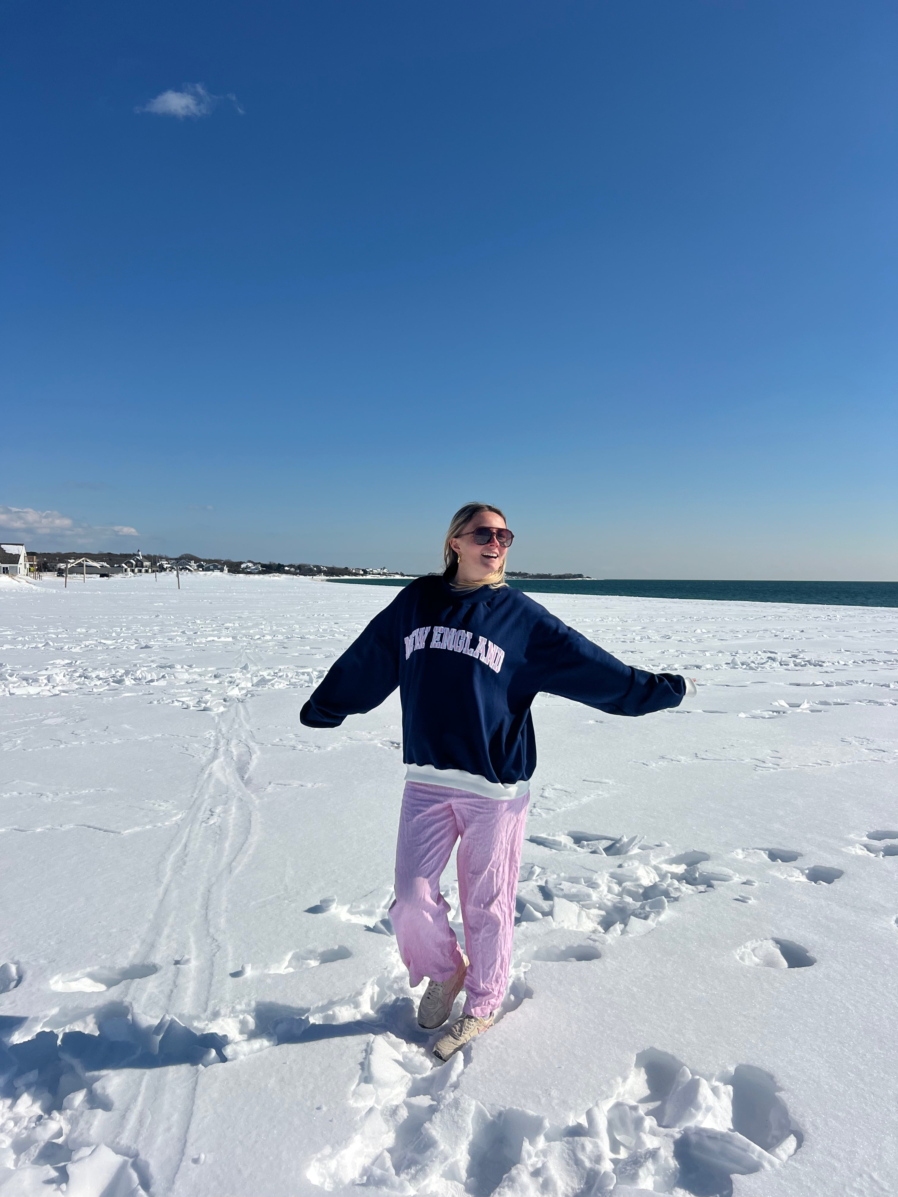Pink & Navy New England Mockneck