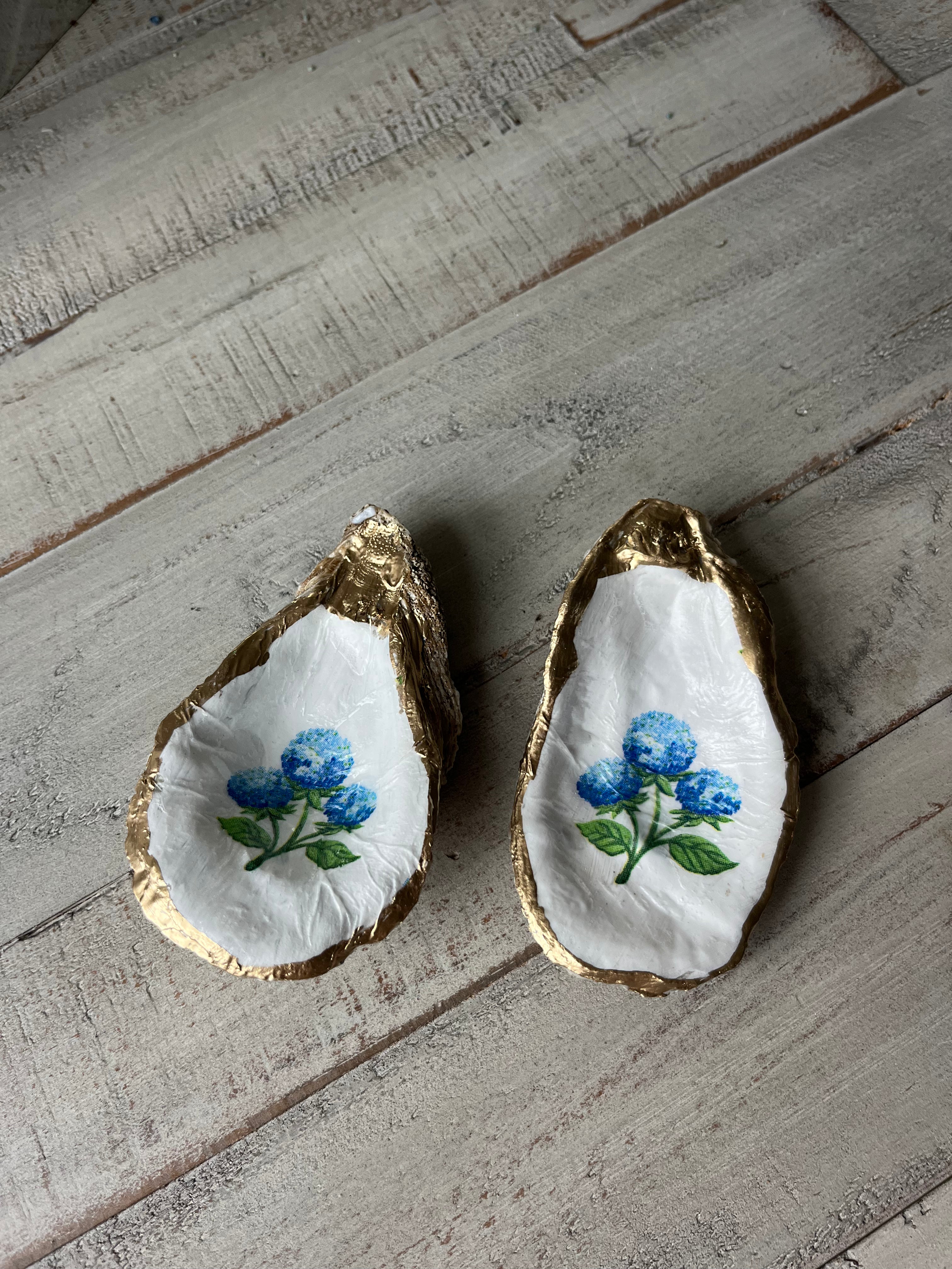 Hydrangea Oyster Shell Jewelry Dish