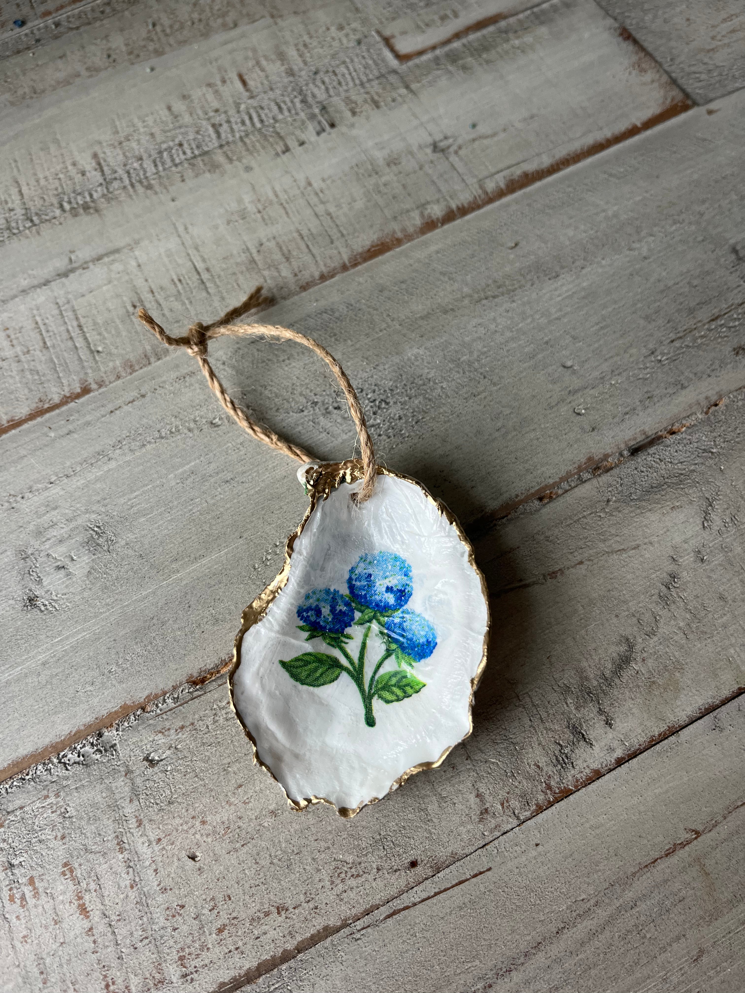 Hydrangea Oyster Shell Ornament