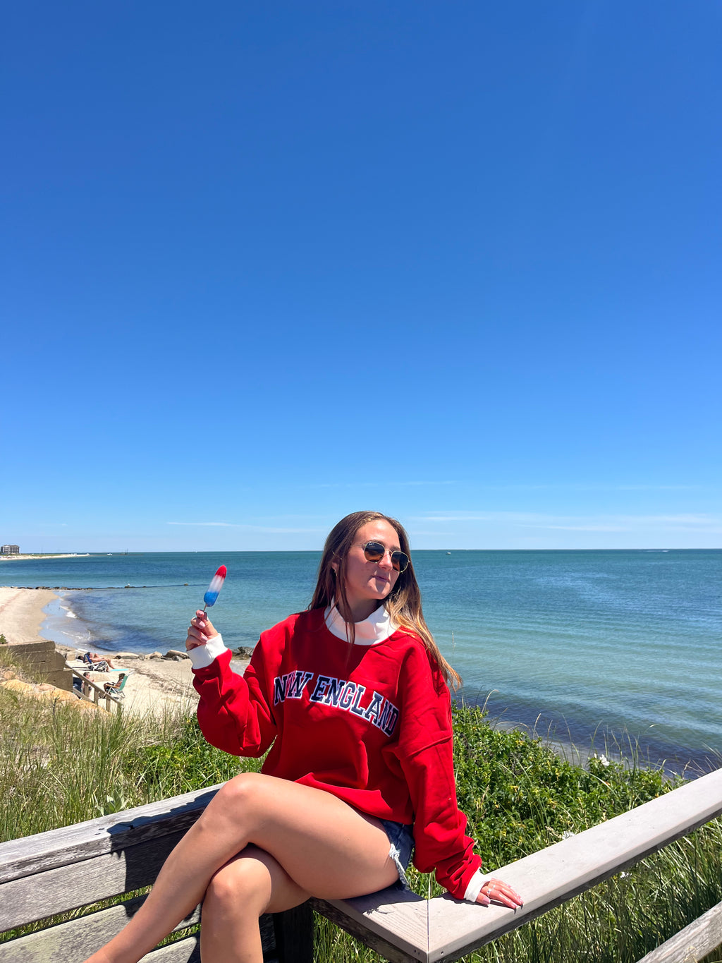 Red New England Mockneck