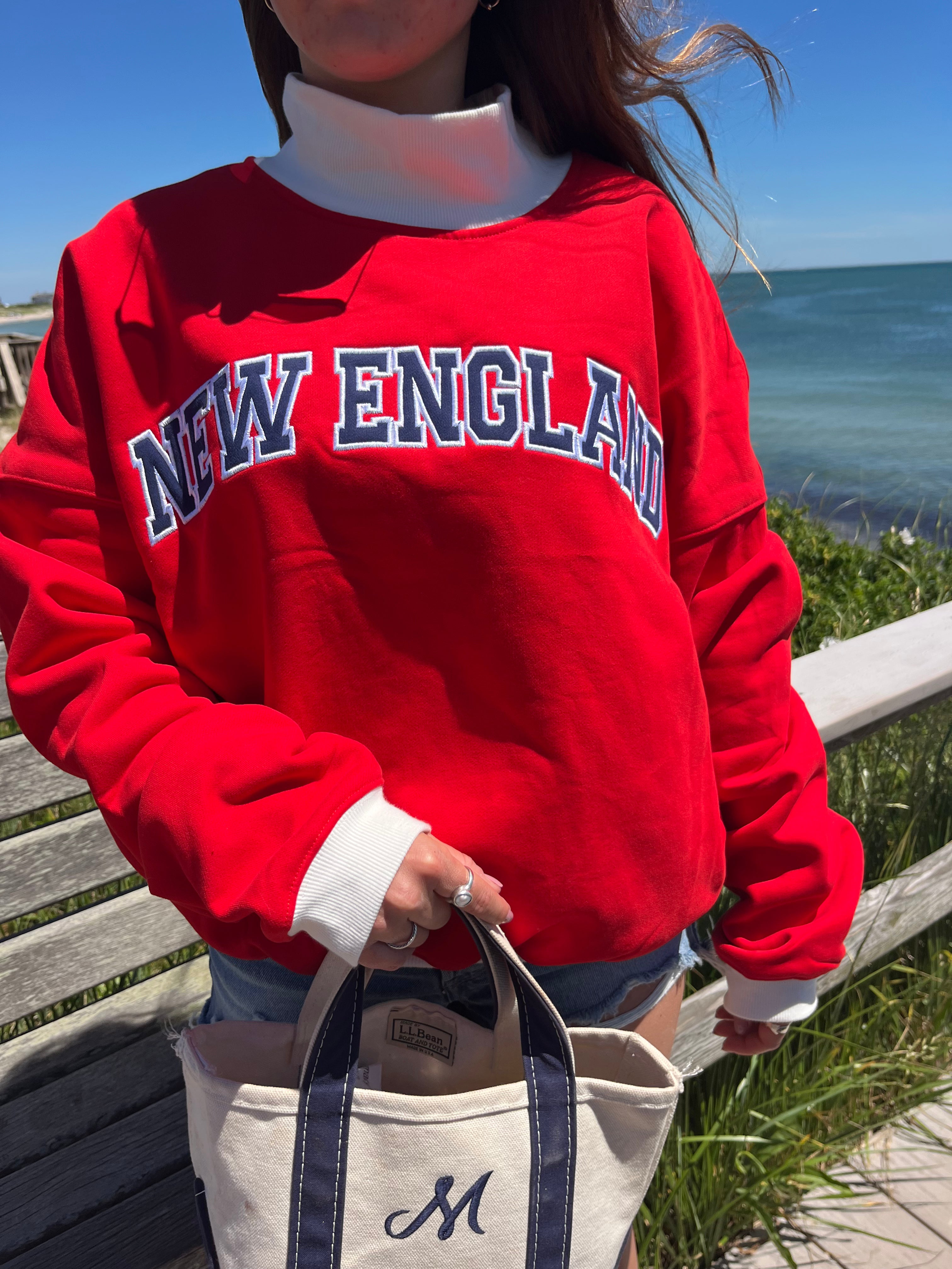 Red New England Mockneck