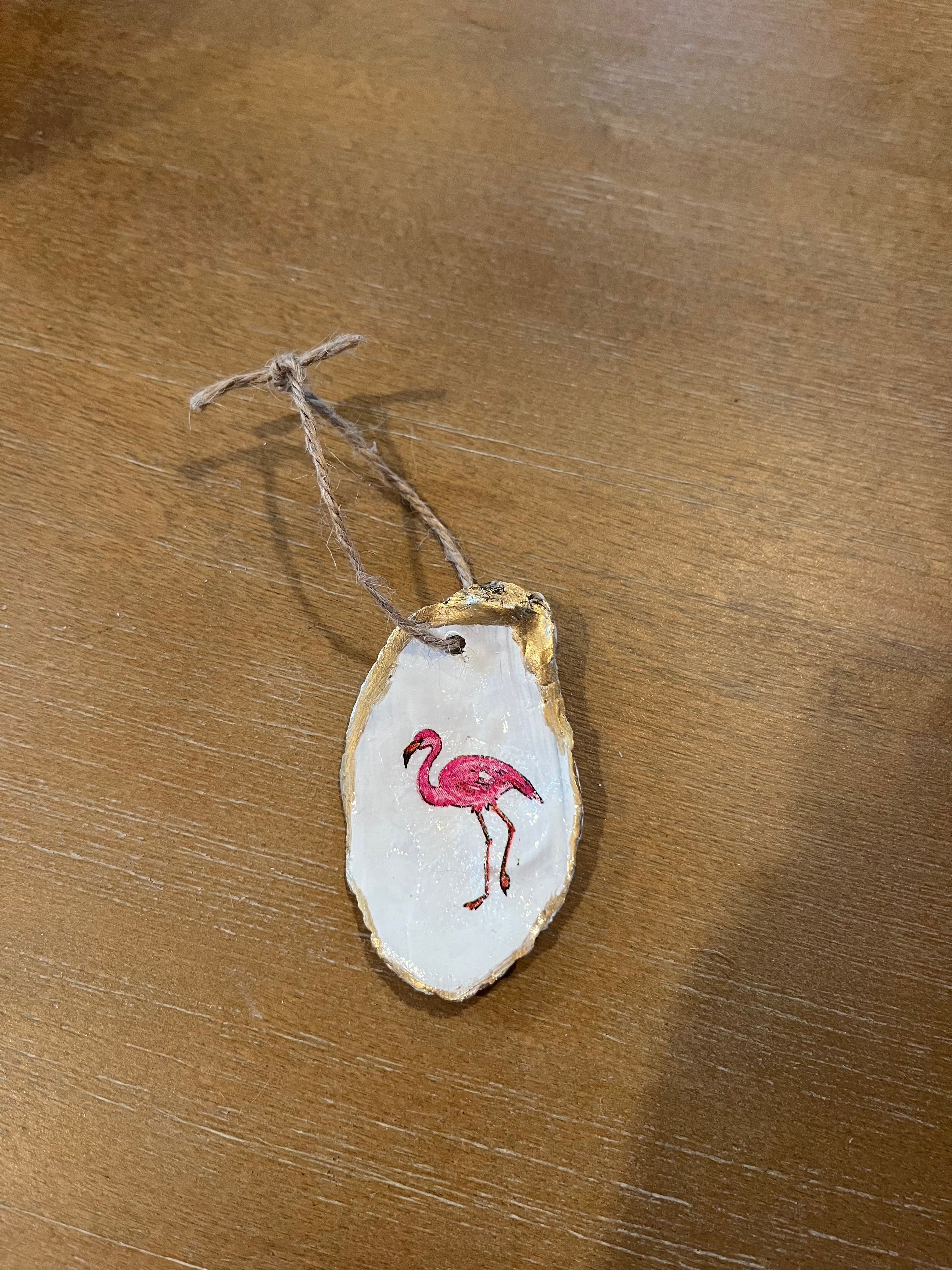Flamingo Oyster Shell Ornament