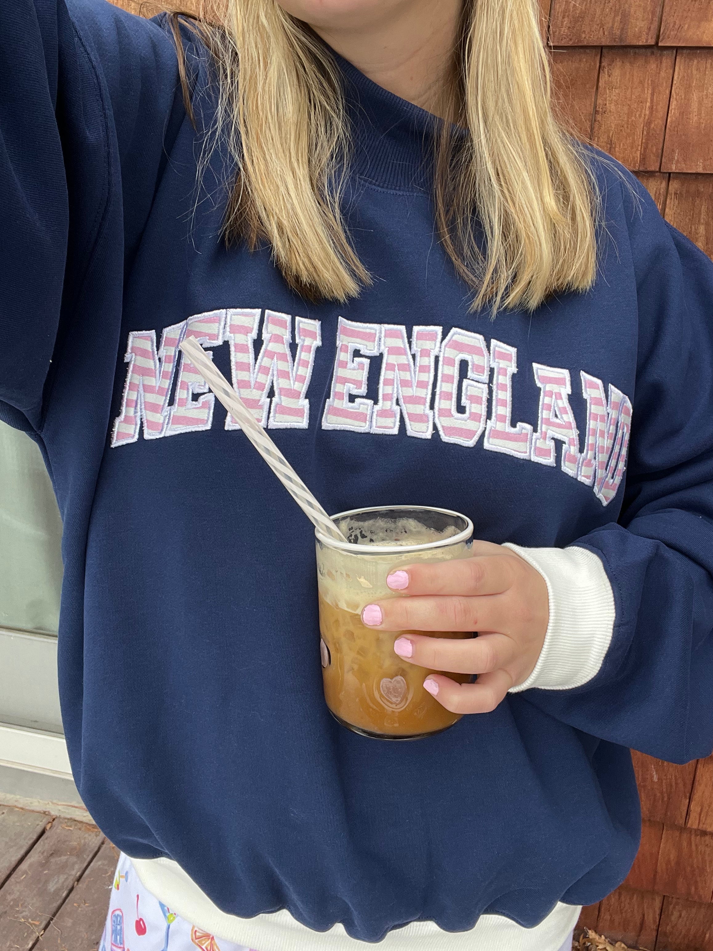 Pink & Navy New England Mockneck